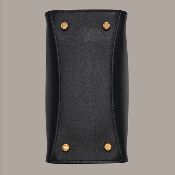 NWT Donna Karan Hewlett Leather Top Handle Buckle Crossbody Black/Gold - Picture 6 of 7